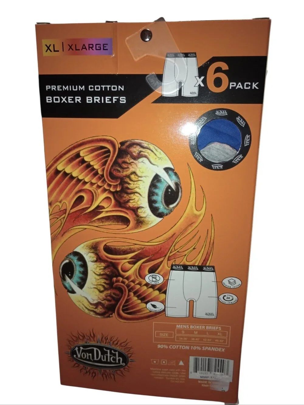 Von Dutch Cotton Boxer Brief 6-Pack, Size XL, New In Sealed Box, NWT